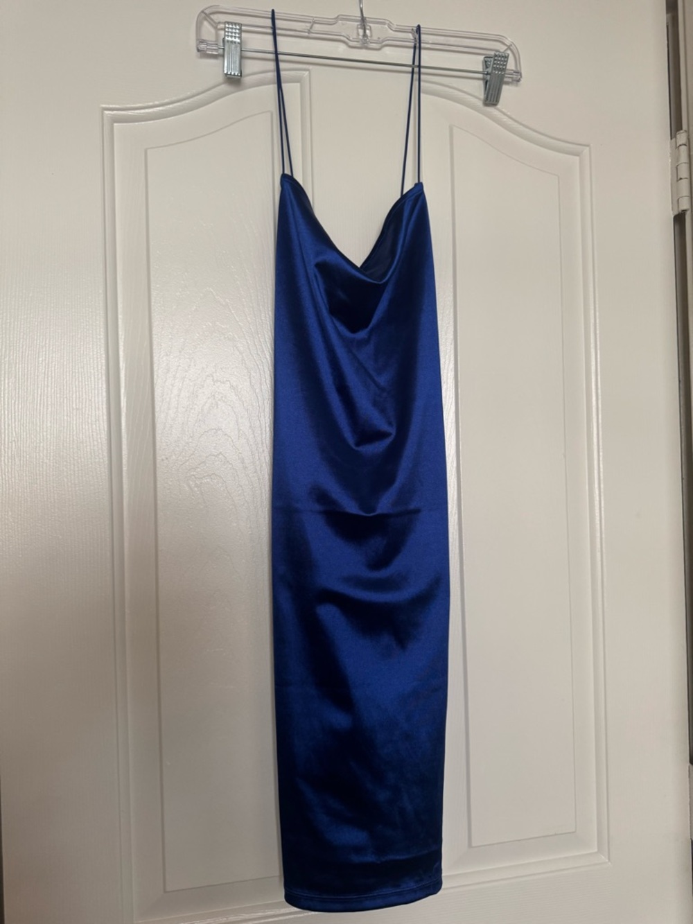 H&M Satin Cowl Midi Dress in Deep Blue